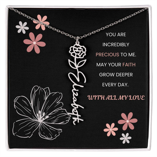 You Are Incredible Flower Personalized Name Necklace