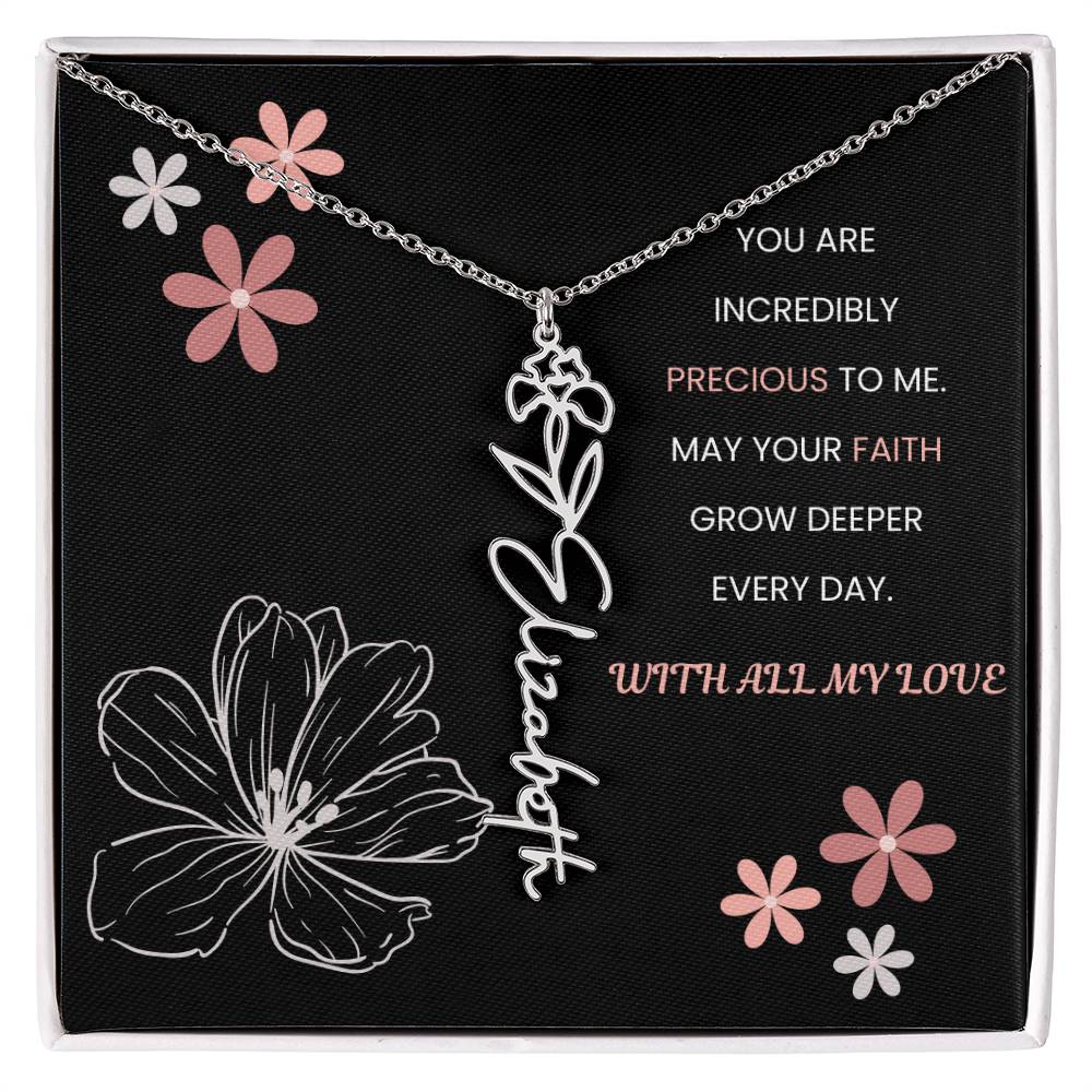 You Are Incredible Flower Personalized Name Necklace