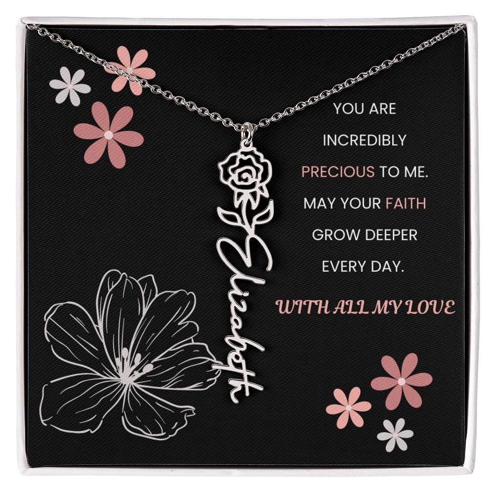 You Are Incredible Flower Personalized Name Necklace