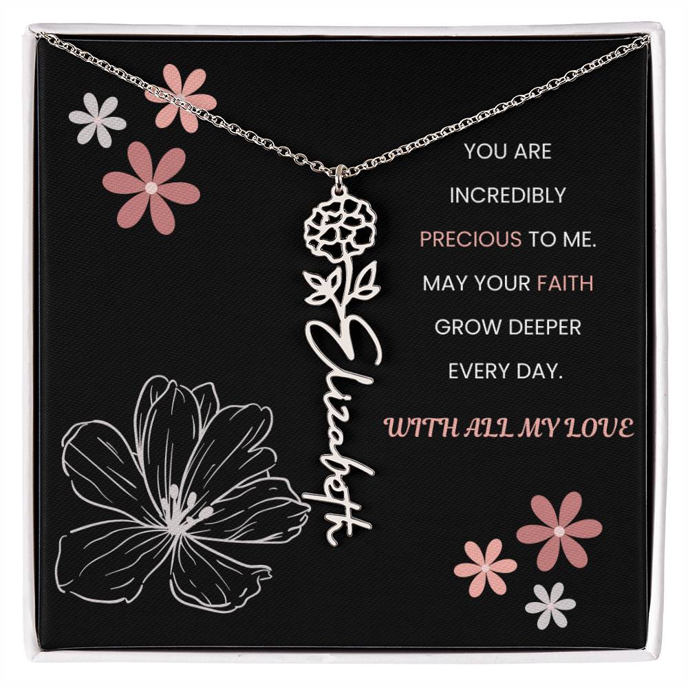 You Are Incredible Flower Personalized Name Necklace