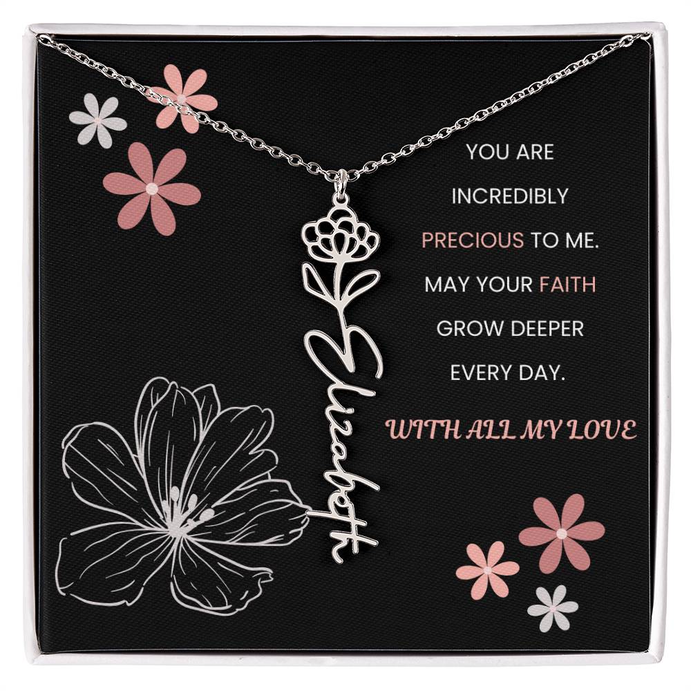 You Are Incredible Flower Personalized Name Necklace