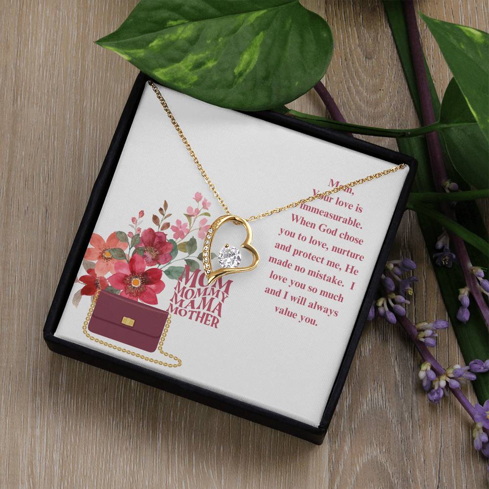 Forever Love Necklace for Mom Heart Pendant Necklace Gift for Mother