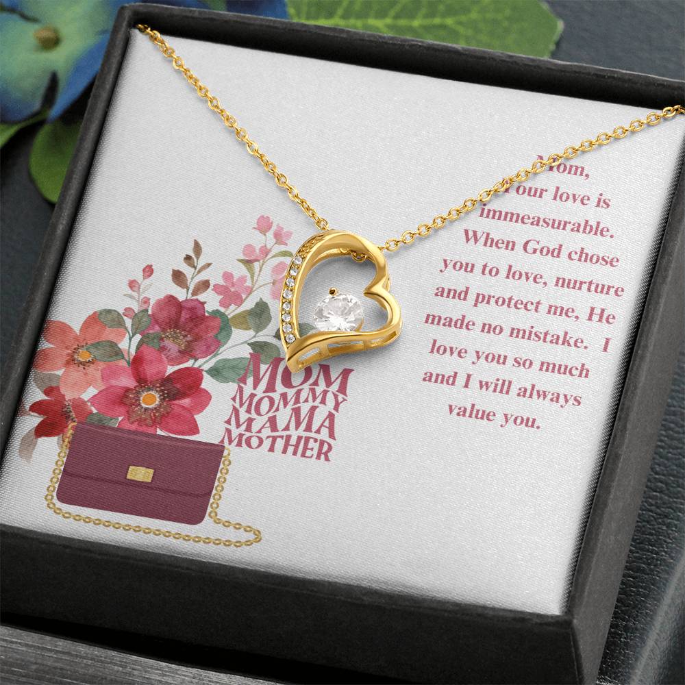 Forever Love Necklace for Mom Heart Pendant Necklace Gift for Mother